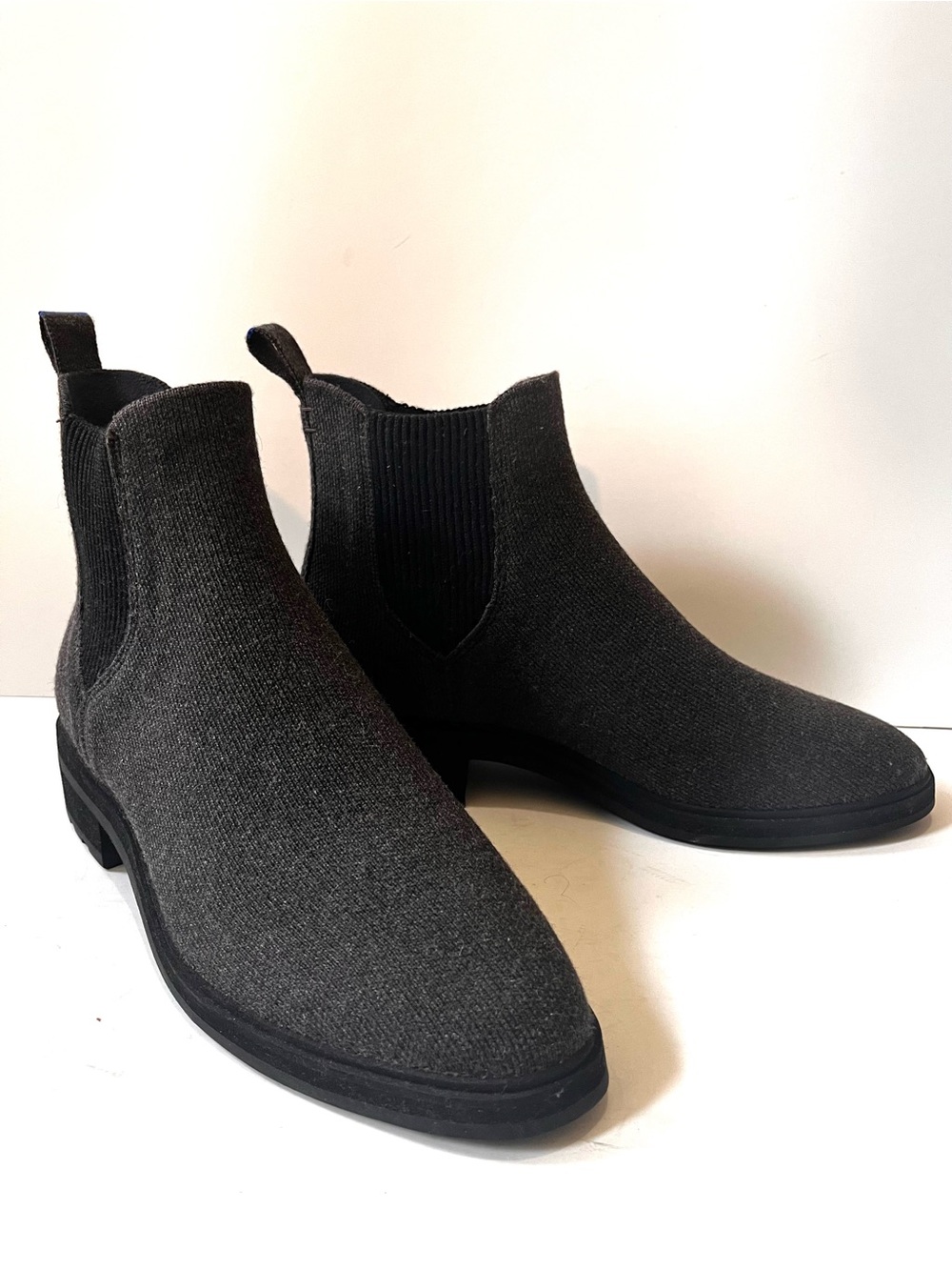 ROTHY'S THE LUG Knit Merino Pull On Block Heel Chelsea Booties 9 in Gray